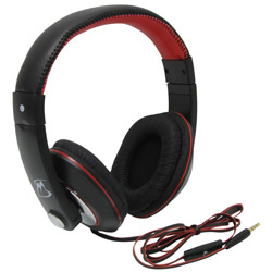 MobileSpec Chords Stereo Headphones with In Line Mic, Black/Red