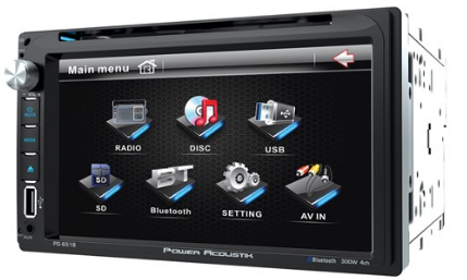 Power Acoustik 2-DIN Multimedia Source Unit, 6.5" LCD Touch Screen, Bluetooth