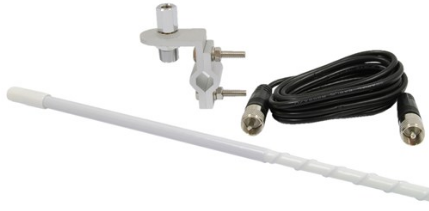 3' Standard Series Mirror Mount Fiberglass CB Antenna Kit, White