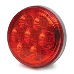 RoadPro 4" LED Round Sealed Light, 3-Prong Connector, Red