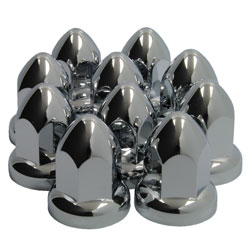 33mm Flanged Chrome Plated ABS Plastic Lug Nut Covers, 10 Pack