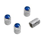 Valve Caps with Blue Colored Tip, Chrome Finish 4 Pack