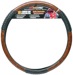 RoadPro 18" Comfort Grip Steering Wheel Cover, Black/Wood Grain