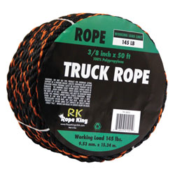Rope King USA 3/8" x 50' Truck Rope Black/Orange