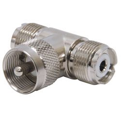 T Coax Connector, PL-259 to Two SO-239