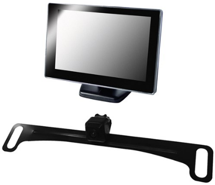 Boyo 5" Rear View Monitor, Concealed Mount License Plate Camera