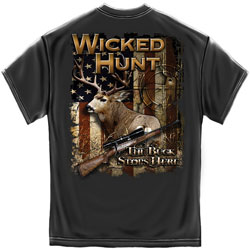 Wicked Hunt Deer Design Charcoal T-Shirt