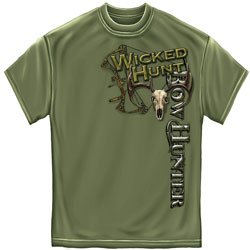 Wicked Hunt Bow Hunter Design Military Green T-Shirt
