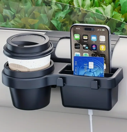Vehicle Door Mounted Phone Storage Box & Cup Holder Rack