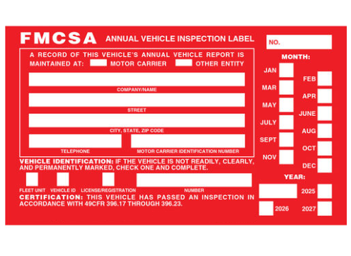 Annual Vehicle Inspection Label, Aluminum, Punch Boxes
