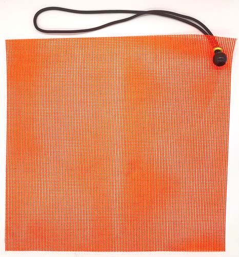 RoadTuff Vinyl Coated 16" x 16" Blaze Orange Safety Flag with Heavy-Duty Ball Stretch Cord