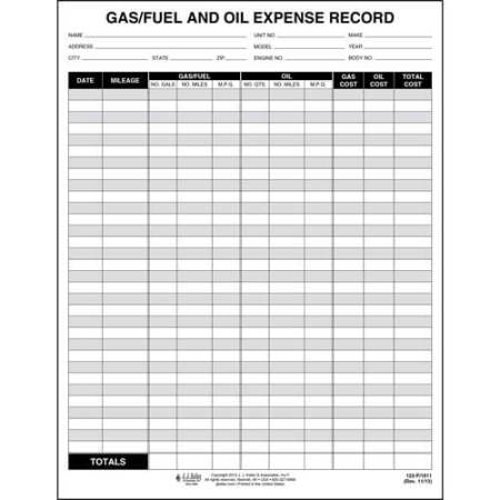 Gas and Oil Expense Record - Pad Format