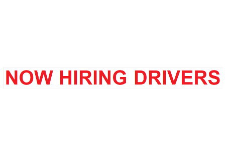 Now Hiring Drivers Vinyl Decal, 4" x 12"