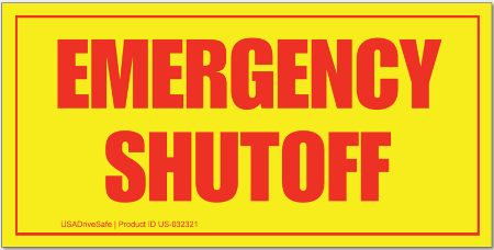 Emergency Shut Off Label