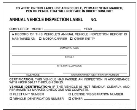 Annual Vehicle Inspection Label Self - Laminating