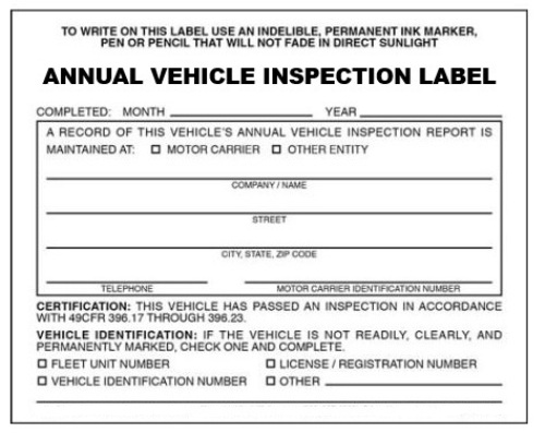 Annual Vehicle Inspection Label Self Laminating