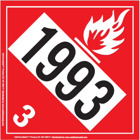 Flammable Liquid Placard UN 1993, Removable Vinyl