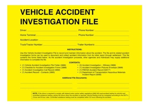 Vehicle Accident Investigation File Folder