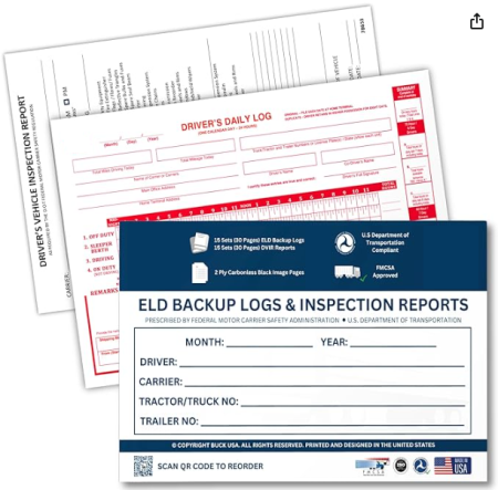 ELD BackUp Log Book DVIR 2-Part Recap