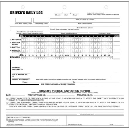 Drivers Daily Log with Recap Carbonless