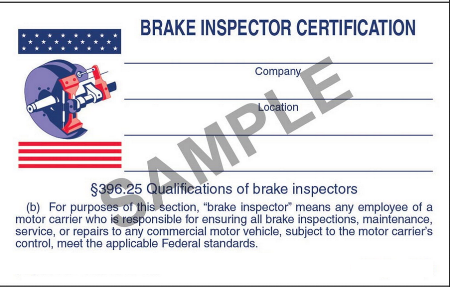Brake Inspector Wallet Card