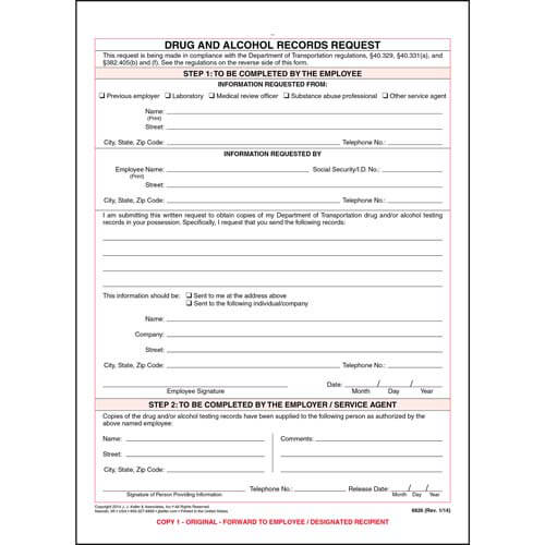 Drug and Alcohol Records Request Form