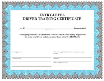 Entry Level Driver Training Certificate
