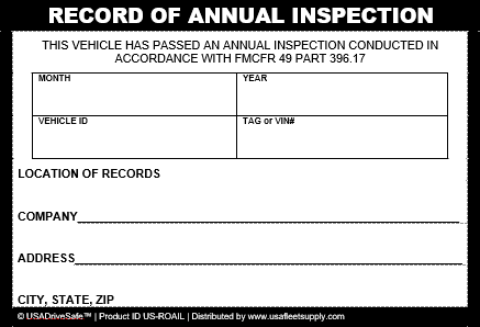 Annual Vehicle Inspection Labels