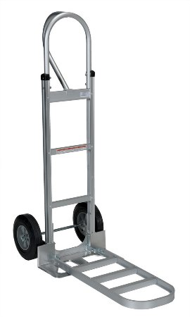 Aluminum P Handle Hand Truck, Hard Rubber Wheels