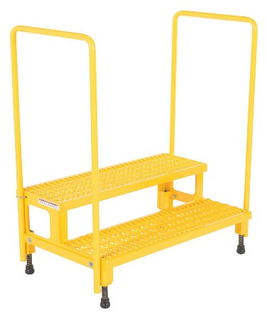 Adjustable Step Stand with Handrail, 38 x 22