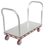 Aluminum Treadplate Platform Truck, 24 x 45, Dbl Handle
