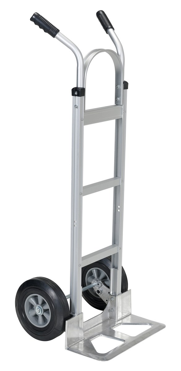 Dual Handle Aluminum Hand Truck, Solid Rubber Wheels