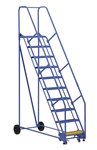 Rolling Warehouse Ladder, 10 Step, 21" Top Step Depth