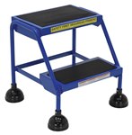 Spring Loaded Roll Ladder, 2 Rubber Steps, Blue