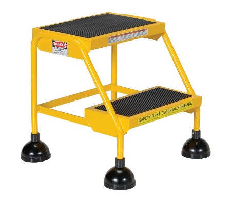 Spring Loaded Roll Ladder, 2 Rubber Steps, Yellow