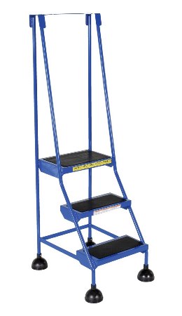 Spring Loaded Roll Ladder, 3 Rubber Steps, Blue