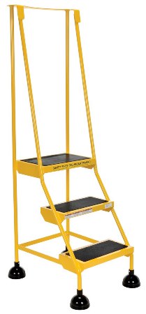 Spring Loaded Roll Ladder, 3 Rubber Steps, Yellow