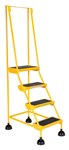 Spring Loaded Roll Ladder, 4 Rubber Steps, Yellow