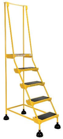 Spring Loaded Roll Ladder, 5 Rubber Steps, Yellow