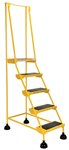 Spring Loaded Roll Ladder, 5 Rubber Steps, Yellow