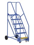 Rolling Warehouse Ladder, 6 Step, 21" Top Step Depth