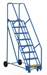 Rolling Warehouse Ladder, 8 Step, 21" Top Step Depth