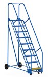 Rolling Warehouse Ladder, 9 Step, 21" Top Step Depth