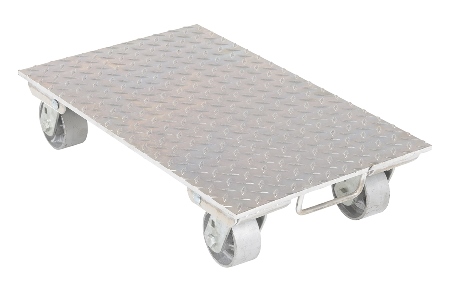 Aluminum Industrial Dolly, Steel Wheels, Handle, 16 x 27