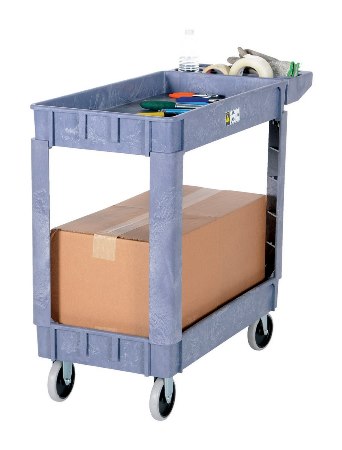 Plastic Utility Cart, 2 Shelves, 17 x 31