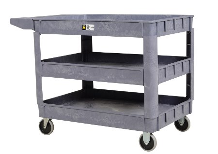Plastic Utility Cart, 3 Shelves, 24 x 36