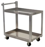 Aluminum Service Cart, 2 Shelves, 21 x 36