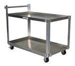 Aluminum Service Cart, 2 Shelves, 27 x 40