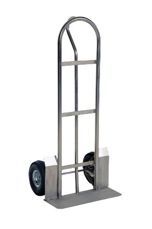 Stainless Steel P Handle Hand Truck, 22 x 19 x 52, Pneumatic Tires