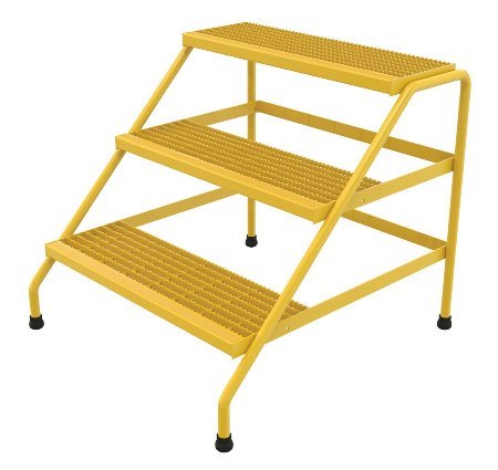 Aluminum Step Stand, 3 Step, Wide, Yellow